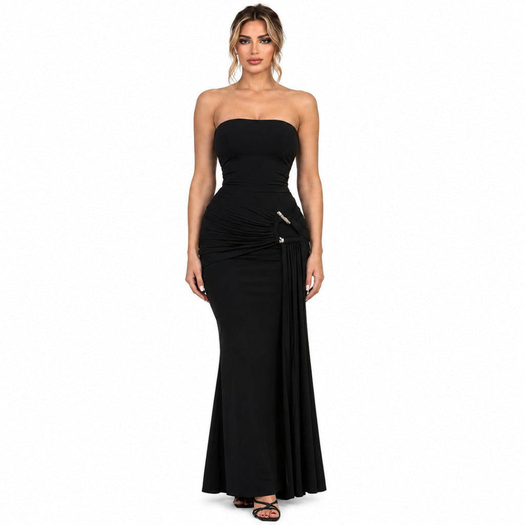 Modern Take On Draped Grecian Styles Maxi Dress